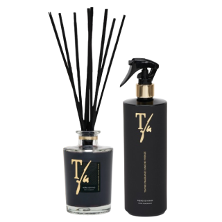 GOLD TIN BOX - NERO DIVINO STICKS ML.250+SPRAYGUN ML500 HOME FRAGRANCE