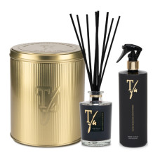 GOLD TIN BOX - NERO DIVINO STICKS ML.250+SPRAYGUN ML500 HOME FRAGRANCE