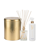 GOLD TIN BOX - BIANCO DIVINO STICKS ML.250+SPRAYGUN ML500 HOME FRAGRANCE