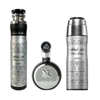 Lattafa Fakhar Man gift set - EDP 100 ml + Perfumed Spray 200 ml + Room Freshener 300 ml