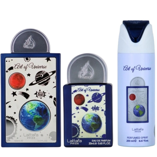 Lattafa Art of Universe gift set - EDP 100 ml + EDP 20 ml + deospray 200 ml Lattafa Art of Universe gift set - EDP 100 ml + EDP 20 ml + deospray 200 ml