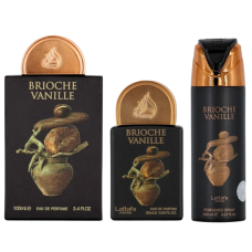 Lattafa Brioche Vanille gift set - EDP 100 ml + EDP 20 ml + deospray 200 ml