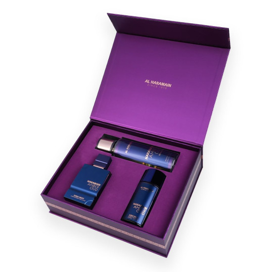 Al Haramain Amber Oud Dubai Night gift set (EXP 75 ml + EXP 30 ml + body mist 250 ml) Al Haramain Amber Oud Dubai Night gift set (EXP 75 ml + EXP 30 ml + body mist 250 ml)