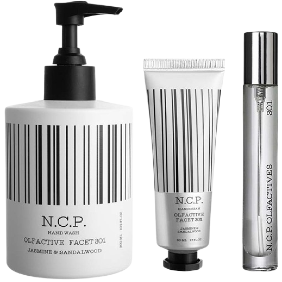 SET Olfactive facet 301 (EdP 10 ML + Hand Wash 300 ML + Hand Cream 50 ML) SET Olfactive facet 301 (EdP 10 ML + Hand Wash 300 ML + Hand Cream 50 ML)