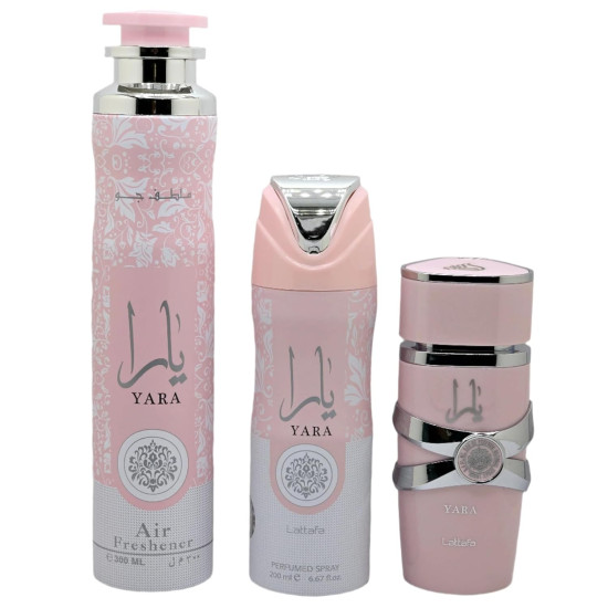 Lattafa Yara gift set - EDP 100 ml + Perfumed Spray 200 ml + Room Freshener 300 ml Lattafa Yara gift set - EDP 100 ml + Perfumed Spray 200 ml + Room Freshener 300 ml